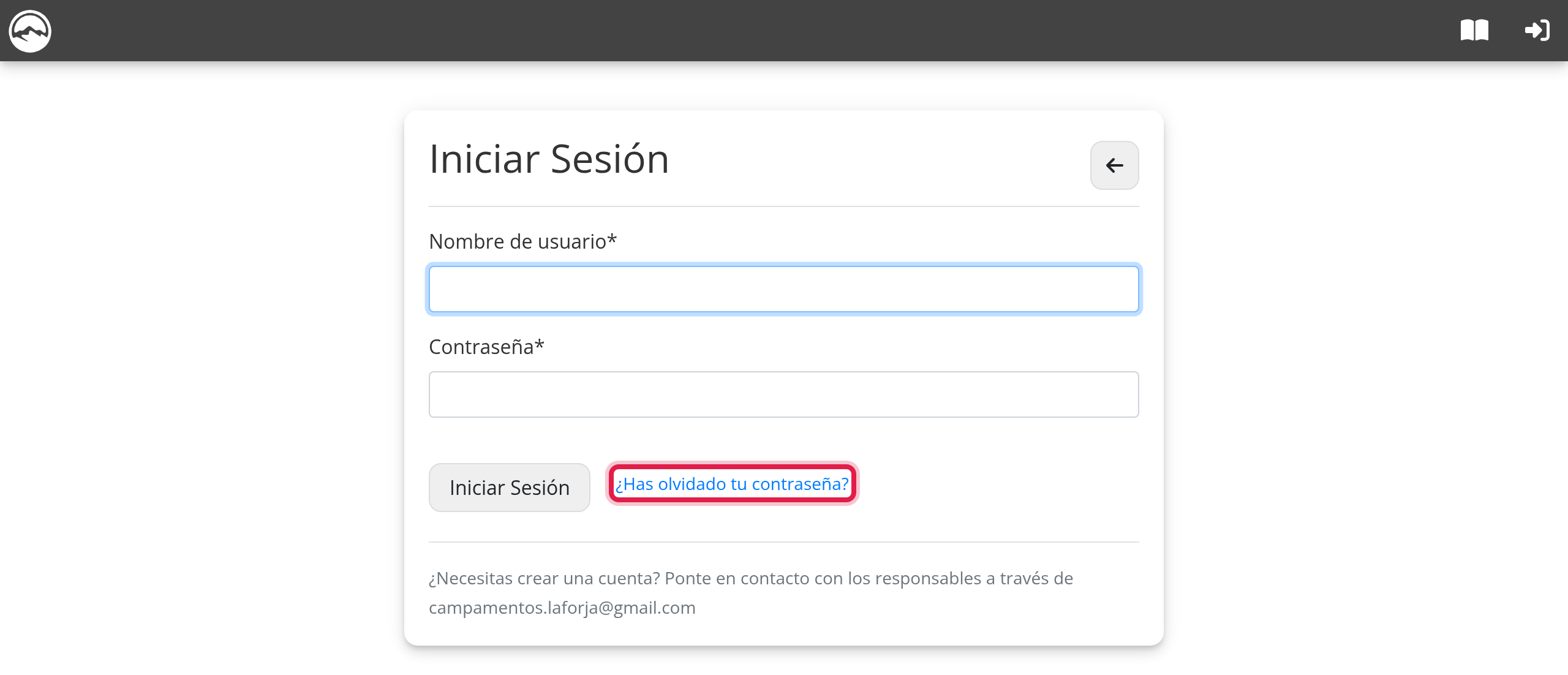 Enlace «¿Has olvidado tu contraseña?»